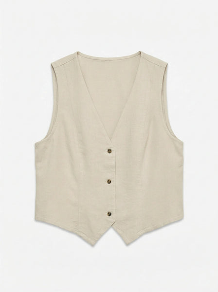 VM Linen Button Front Waistcoat