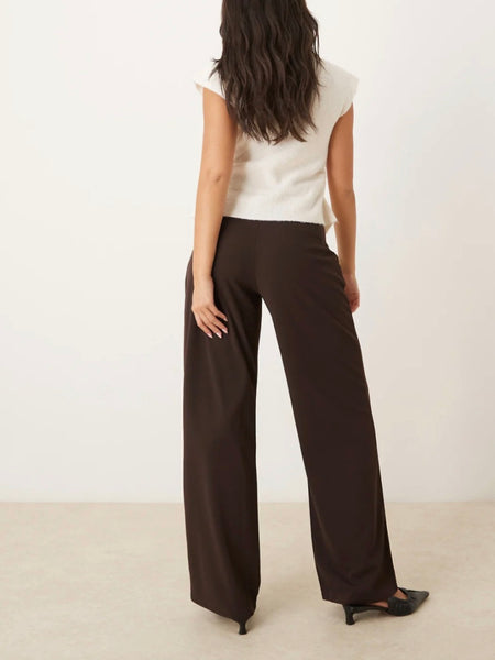 JDY Wide Leg Tailored Trousers In Brown