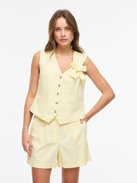 Vila Tailored Waistcoat & Shorts Co-ord Set In Lemon - Items Sold Separately