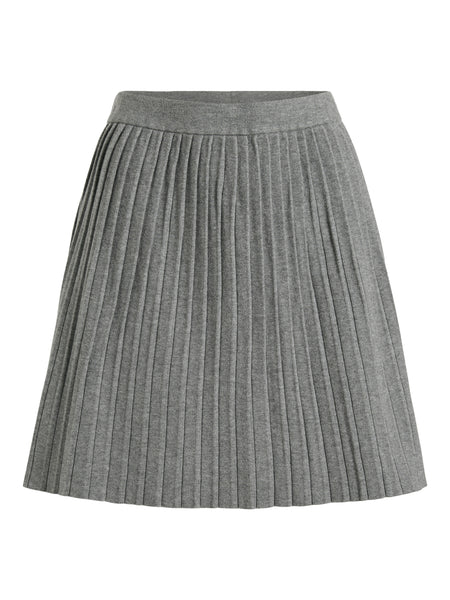 Vila Pleated Knit Mini Skirt In Grey