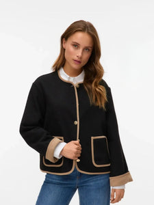 VM Black Contrast Trim Round Neck Jacket
