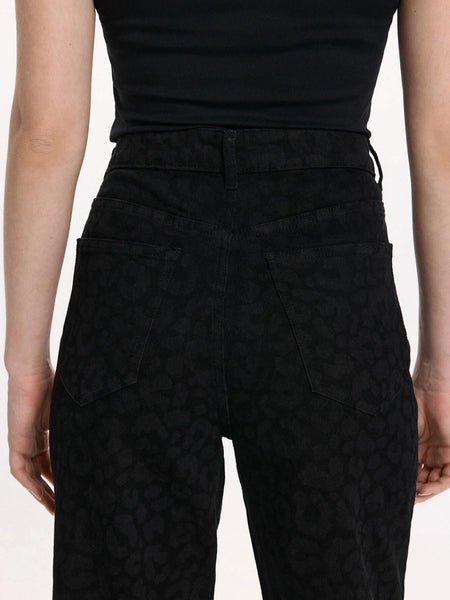 Vila Denim Leopard Straight Leg Jeans Co-ord In Black