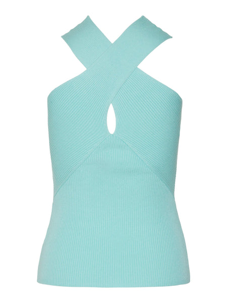 VM Crossover Ribbed Knit Top In Turquoise or Orange