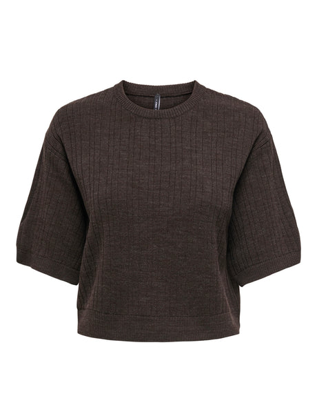 Only Knitted Short Sleeve Top & Wide Leg Trouser Co-ord Set In Brown - Items Sold Separately