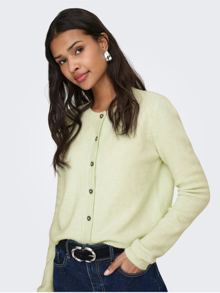 JDY Chloe Crew Neck Cardigan In Lime