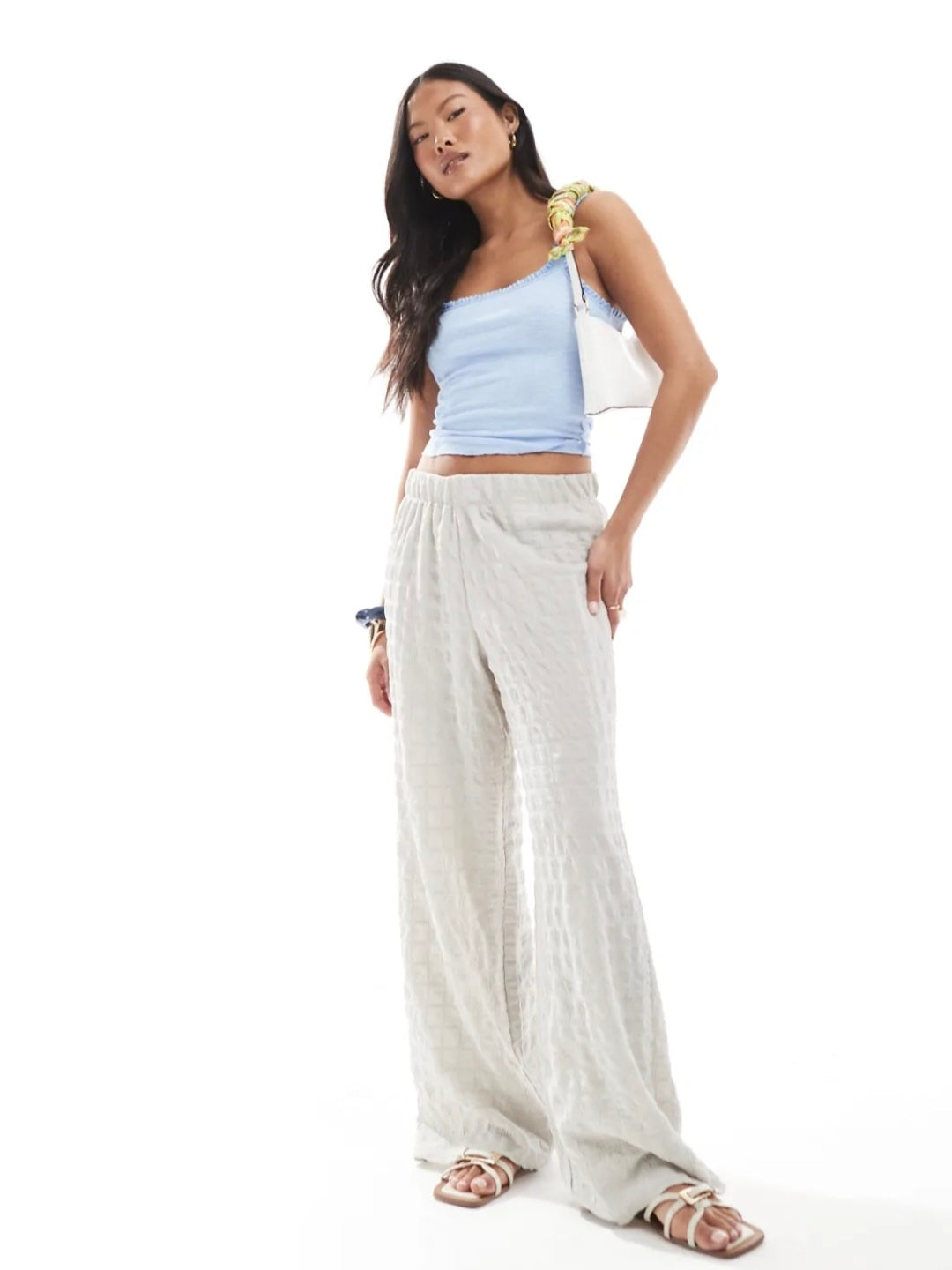 Only Seersucker Wide leg Trousers - Available in 2 Colourways