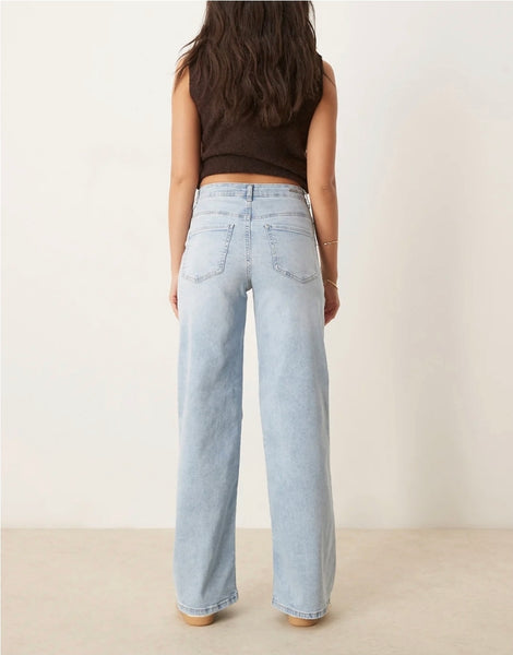 JDY High Waist Wide Leg Jeans In Light Blue