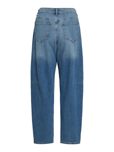 Vila Barrel Leg Jeans In Medium Blue