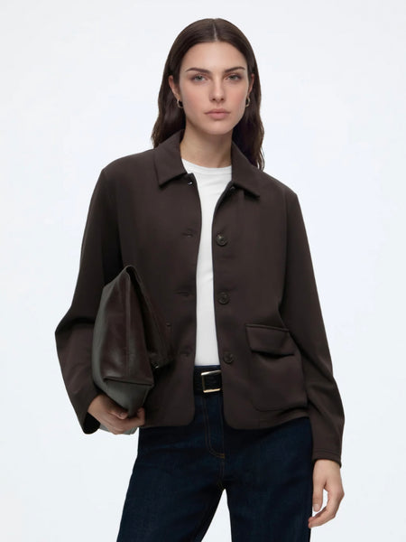 VM Lightweight Button Front Jacket In Chocolate Brown - Part of a Cord Set