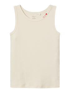 Girls Cream Ribbed Sleeveless Vest Top