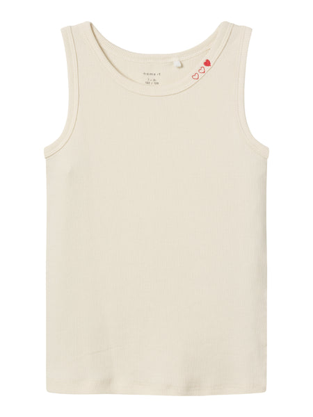 Girls Cream Ribbed Sleeveless Vest Top