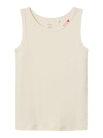 Girls Cream Ribbed Sleeveless Vest Top