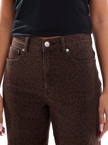Only Madison Brown Leopard Print Wide Leg Jeans