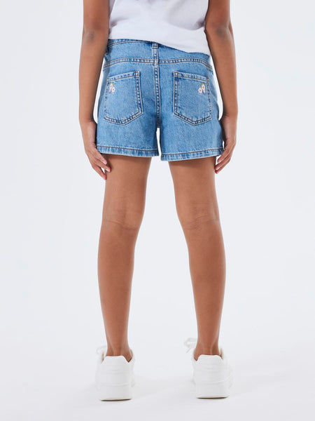 Girls Floral Embroidered Denim Shorts