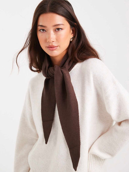 Pieces Triangular Fine Knit Neck Tie Scarf In Chocolate Brown