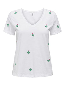 Only Vneck Embroidered Cactus Tshirt