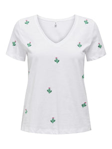 Only Vneck Embroidered Catus Tshirt