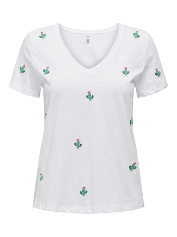 Only Vneck Embroidered Cactus Tshirt