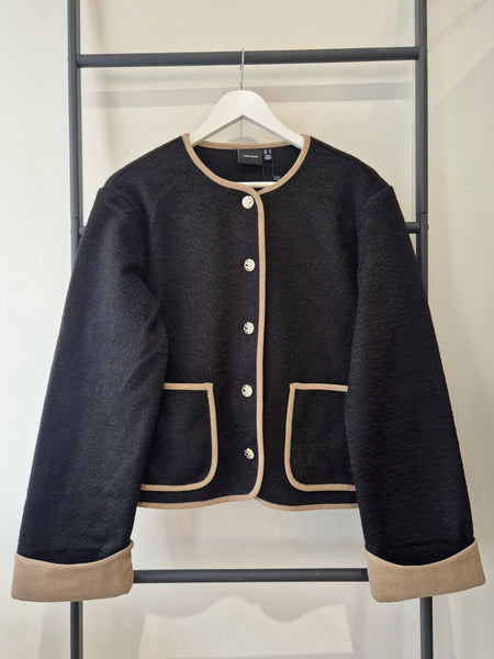 VM Black Contrast Trim Round Neck Jacket