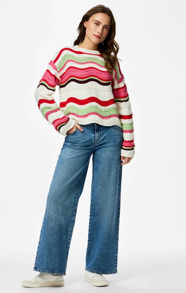 Pieces Scalloped Hem Crochet Knit Jumper