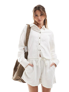 Only Linen Contrast Stitch Shirt & Short Co-ord Set
