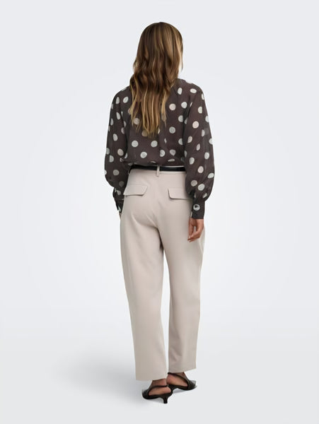 JDY Bow Neck Long Sleeve Polkadot Blouse In Chocolate Brown