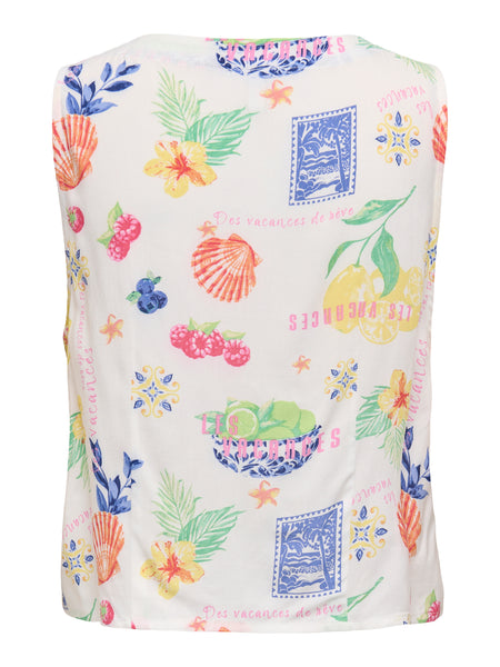 Only Postcard Print Tie Front Waistcoat & Short Co-ord Set