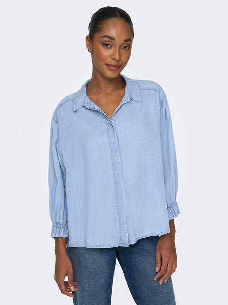 Only Soft Dot Denim 3/4 Sleeve Shirt