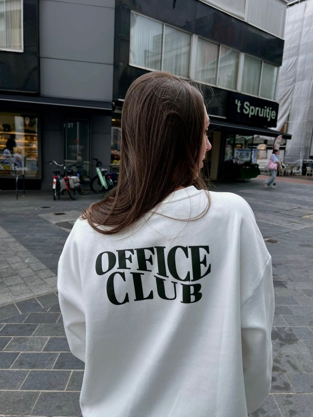 Vila Fleeced Lined Office Club Sweatshirt In Snow White