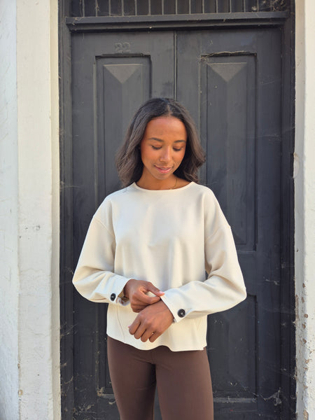 Vila Long Sleeve Buttoned Cuff Slouchy Top