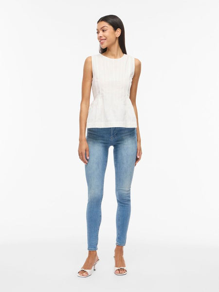 Vila Round Neck Sleeveless Peplum Top