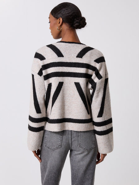 Vila Abstract Print Tie Knit Cardigan