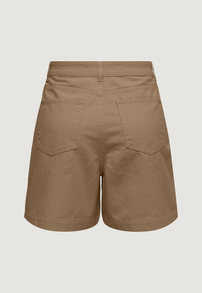 JDY High Waist Pleat Front Shorts In Camel