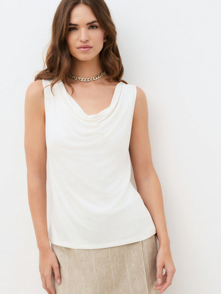 JDY Sleeveless Cowl Neck Top In White