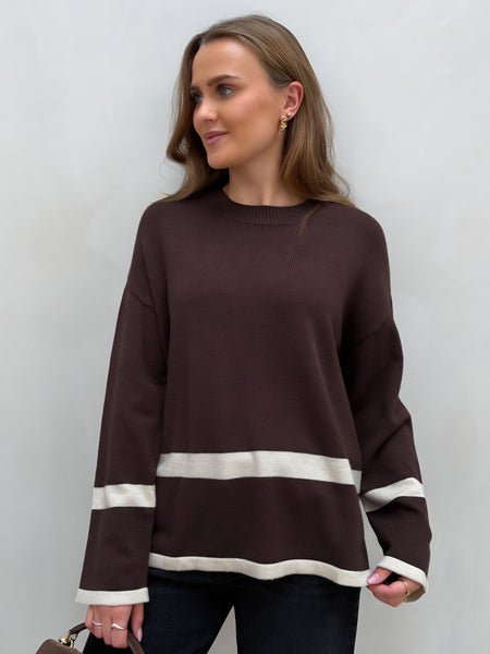 Vila Oversized Knitted Jumper In Brown