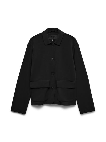 VM Lightweight Button Front Jacket In Black - Part of a Cord Set