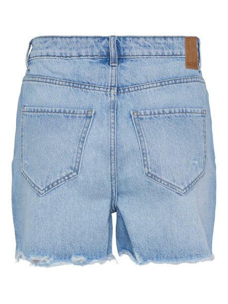 Pieces High Waist Frayed Hem Denim Shorts