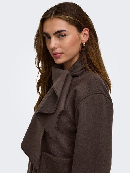 Only Scarf Jacket In Chocolate Brown