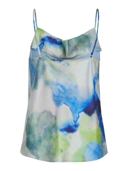 Vila Tie Dye Satin Cowlneck Cami & Midi Skirt Co-ord Set