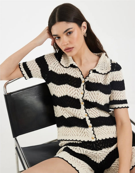 VM Crochet Shorts Co-ord Set In Black - Items Sold Separately