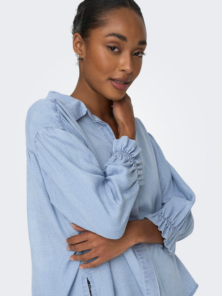 Only Soft Dot Denim 3/4 Sleeve Shirt