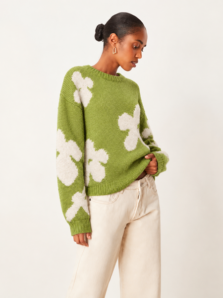 Only Flower Detail Jumper In Green