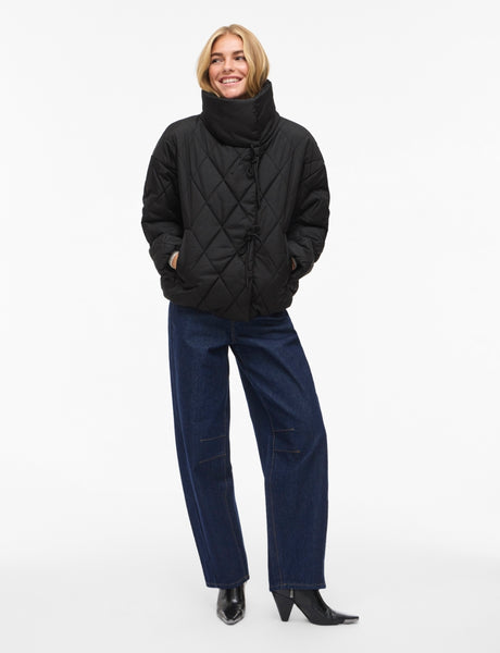 Vila Quilted Puffer Jacket in Black
