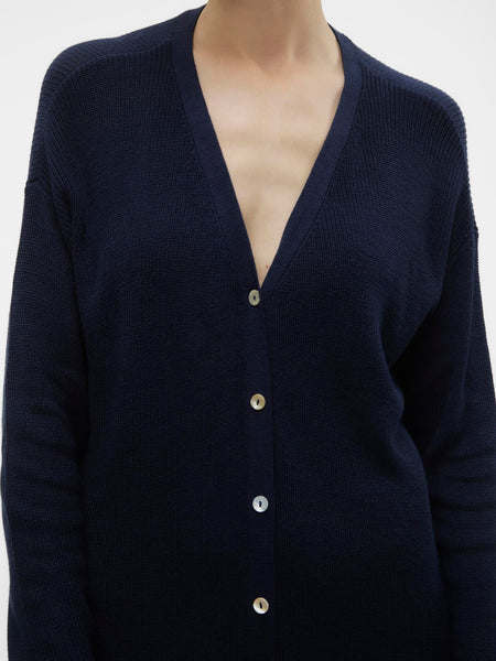 VM Longline Knit Cardigan In Navy