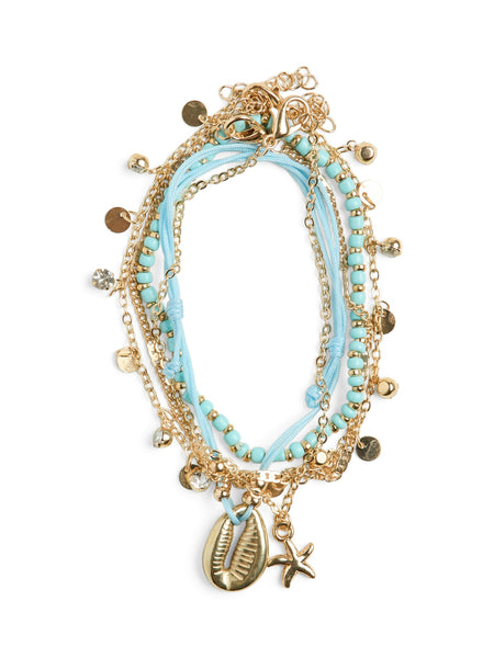 Pieces 5 Piece Summer Seashell Anklet - 2 Colourways Available