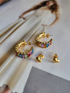 Only 2 Pack Embellished Hoop & Stud Earrings In Gold or Silver