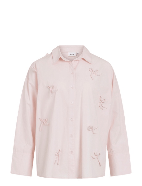 Vila Oversized Bow Shirt In Pink