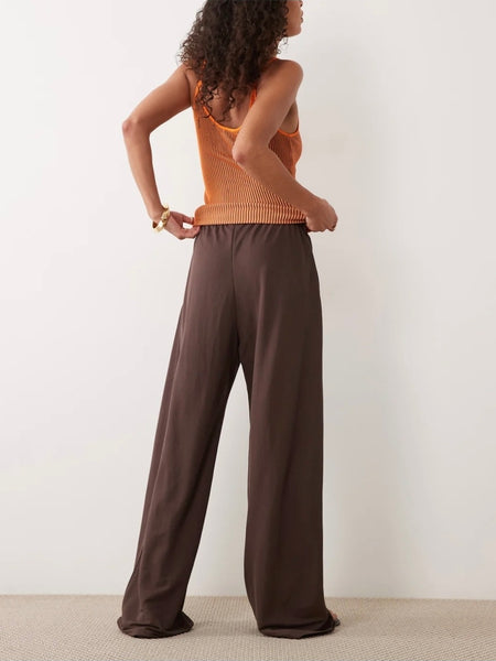 JDY Wide Leg Trousers In Chocolate Brown