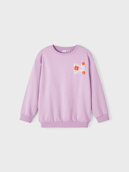 Girls Self Love Oversized Longline Sweatshirt In Lilac