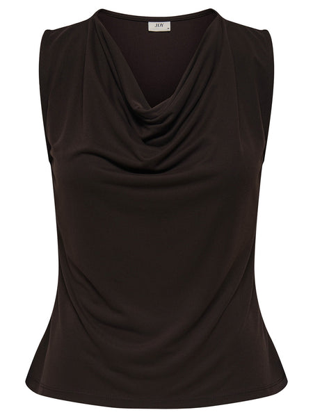 JDY Sleeveless Cowl Neck Top In Chocolate Brown